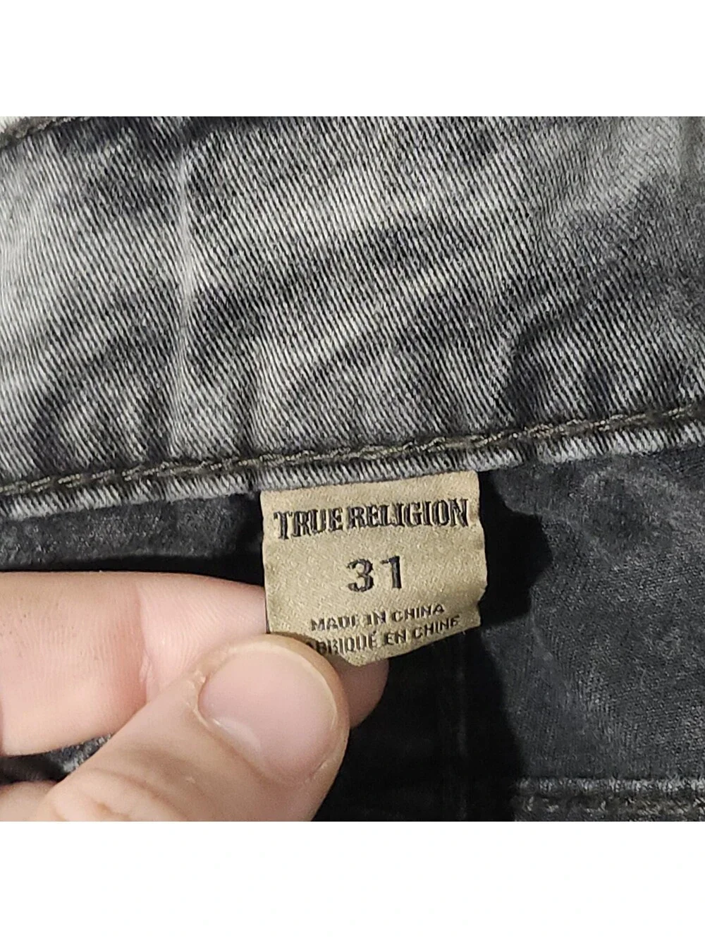 True Religion Ricky Relaxed Straight Jeans Acid Wash Gray Black Y2K Skate 31x30